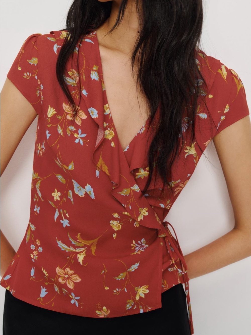 REFORMATION Clemence Print Wrap Top